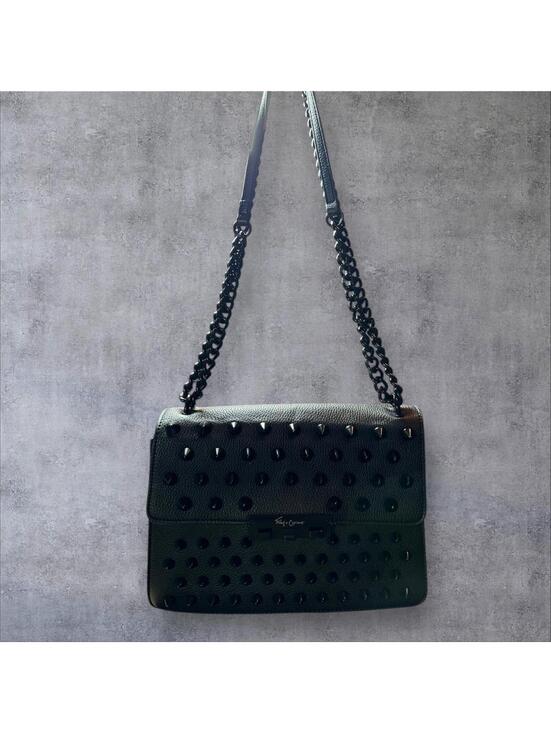 Handbags - Foley & Corinna Black Studded Vegan Leather Shoulder Bag